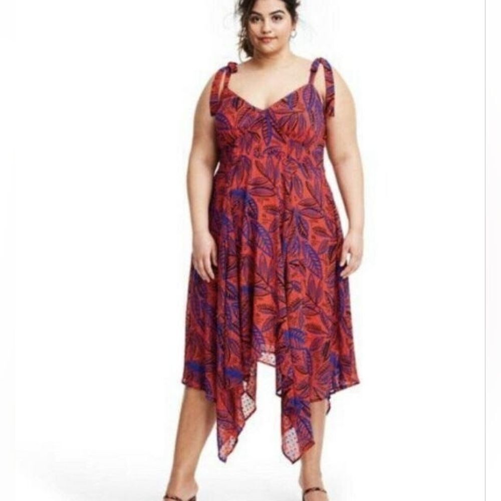 Alexis for Target Tropical Leaf Asymmetric Hem Dress Size 1X